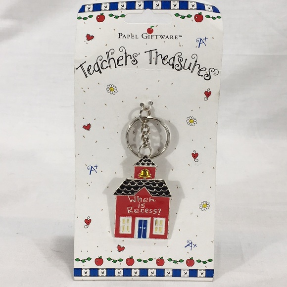 Papel When is Recess? School House Keychain, Red - Picture 2 of 5